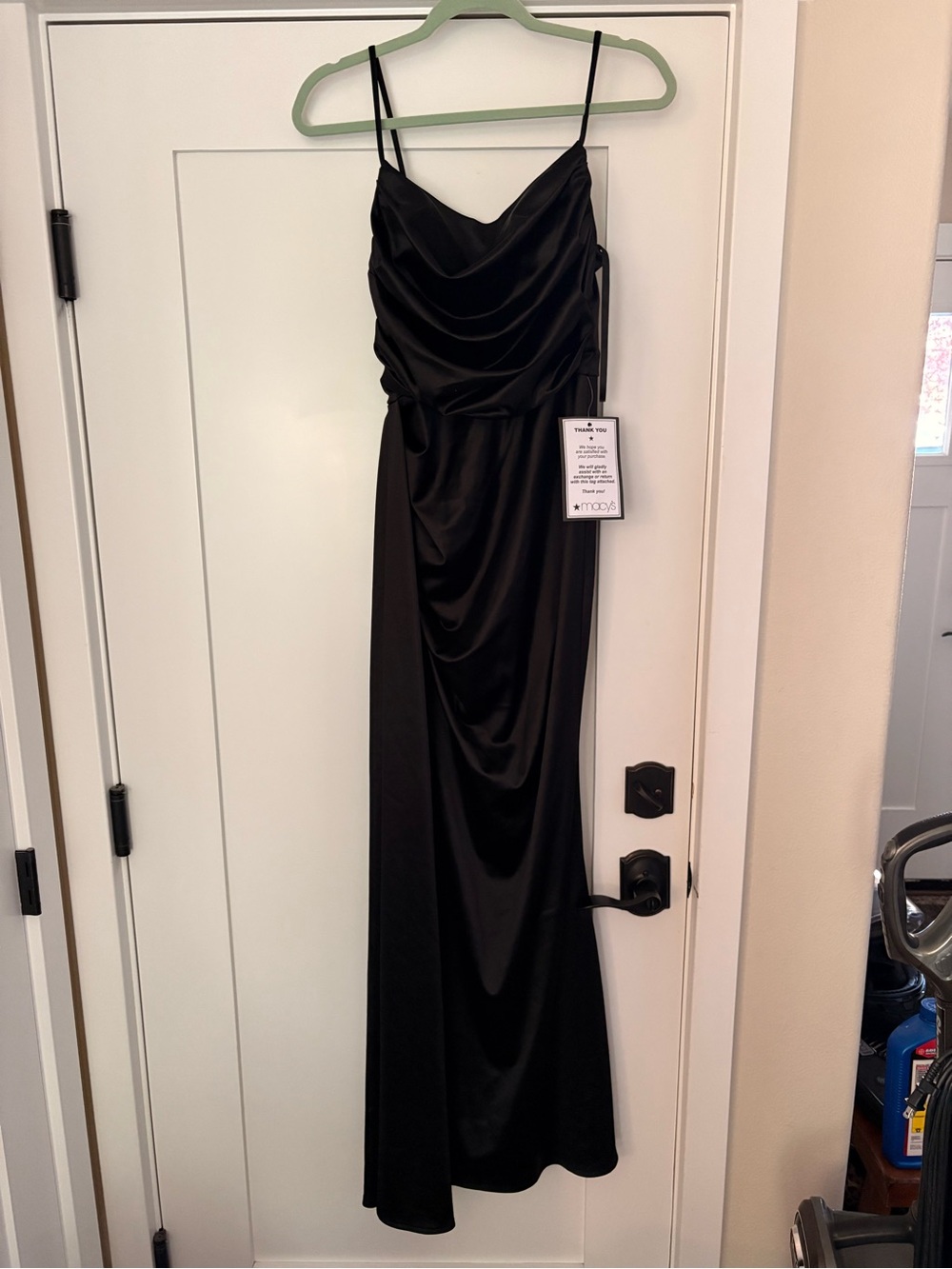 Macy's Black Satin Cowl Neck Maxi Dress- Juniors